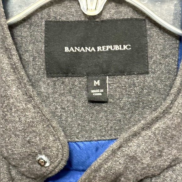 Banana Republic Grey Gray Zip & Snap Wool Blend Puffer Vest Outerwear Medium - Picture 4 of 6